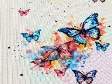 Eigenproduktion Rib Jersey Regenbogen Schmetterling auf Hellrosa